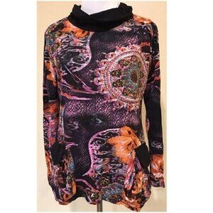 Mathal Sweater size Large Cowl Neck With Pockets